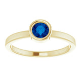 14K Yellow Gold 4.5 mm Lab-Grown Blue Sapphire Ring
