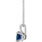 14K White Gold 4 mm Natural Blue Sapphire 16-18" Necklace