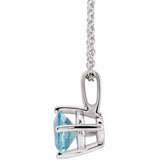 Sterling Silver 4 mm Natural Aquamarine Solitaire 16-18" Necklace
