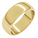 10K Yellow Gold 7 mm Half Round Band Size 16.5
