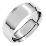 10K White Gold 7 mm Beveled-Edge Comfort-Fit Flat Band Size 10