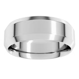 14K White Gold 7 mm Beveled-Edge Comfort-Fit Flat Band Size 10.5