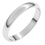 14K White Gold 3 mm Lightweight Half Round Band Size 6.5