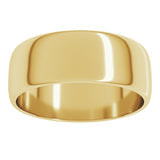 10K Yellow Gold 7 mm Lightweight Half Round Band Size 5.5