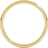 14K Yellow Gold 2 mm Lightweight Comfort-Fit Half Round Band Size 4