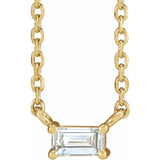 14K Yellow Gold 1/8 CT Natural Diamond Solitaire 18" Necklace