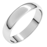 10K White Gold 4 mm Lightweight Half Round Band Size 10.5