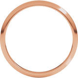 14K Rose Gold 2 mm Half Round Band Size 7.5