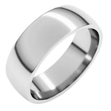 14K White Gold 6.5 mm Lightweight Comfort-Fit Half Round Band Size 8