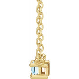 14K Yellow Gold Natural Sky Blue Topaz Solitaire 18" Necklace