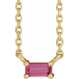 14K Yellow Gold Natural Pink Tourmaline Solitaire 18" Necklace