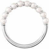 14K White Gold Cultured White Freshwater Pearl Ring