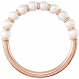 14K Rose Gold Cultured White Freshwater Pearl Ring