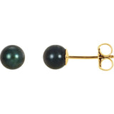 14K Yellow Gold 5 mm Cultured Black Akoya Pearl Earrings