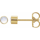 14K Yellow Gold Natural Rainbow Moonstone Bezel-Set Earring
