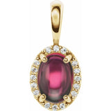 14K Yellow Gold Natural Rhodolite Garnet & .04 CTW Natural Diamond Halo-Style Pendant