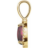 14K Yellow Gold Natural Rhodolite Garnet & .04 CTW Natural Diamond Halo-Style Pendant