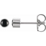 14K White Gold Natural Black Onyx Bezel-Set Earrings