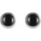 14K White Gold Natural Black Onyx Bezel-Set Earrings