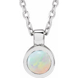 Sterling Silver Natural White Opal Bezel-Set 16-18" Necklace