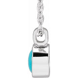 Sterling Silver Natural Turquoise Bezel-Set 16-18" Necklace