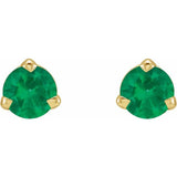 14K Yellow Gold 3 mm Natural Emerald Earrings