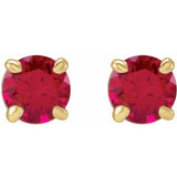 14K Yellow Gold Lab-Grown Ruby Earrings