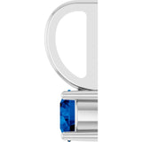 14K White Gold Imitation Blue Sapphire Solitaire Charm/Pendant