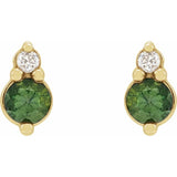 14K Yellow Gold Natural Green Sapphire & .03 CTW Natural Diamond Earrings