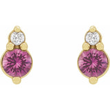 14K Yellow Gold Natural Pink Sapphire & .03 CTW Natural Diamond Earrings