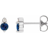 14K White Gold Natural Blue Sapphire & .03 CTW Natural Diamond Earrings
