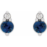 14K White Gold Natural Blue Sapphire & .03 CTW Natural Diamond Earrings