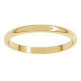 10K Yellow Gold 2 mm Lightweight Half Round Band Size 3.5