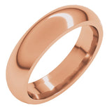 14K Rose Gold 5 mm Comfort-Fit Half Round Band Size 8