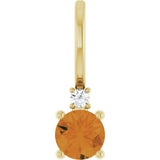 14K Yellow Gold Natural Citrine & .015 CT Natural Diamond Charm/Pendant
