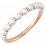 14K Rose Gold Cultured White Freshwater Pearl Ring