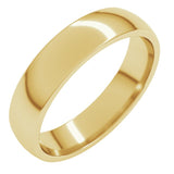 18K Yellow Gold 4.5 mm Lightweight Comfort-Fit Half Round Band Size 10