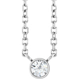 14K White Gold .06 CT Natural Diamond Solitaire 16-18" Necklace