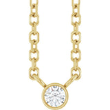 14K Yellow Gold .03 CT Natural Diamond Solitaire 16-18" Necklace