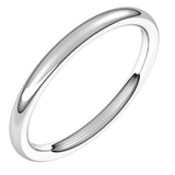 Platinum 2 mm Comfort-Fit European-Style Band Size 6