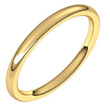 14K Yellow Gold 2 mm Comfort-Fit European-Style Band Size 7.5