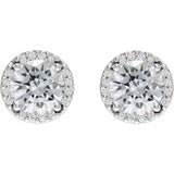 14K White Gold 1/2 CTW Natural Diamond Halo-Style Earrings