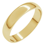 14K Yellow Gold 4 mm Lightweight Half Round Band Size 9.5