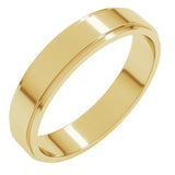 14K Yellow Gold 4 mm Stepped-Edge Flat Band Size 11