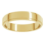 14K Yellow Gold 4 mm Stepped-Edge Flat Band Size 11