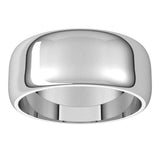 14K White Gold 8 mm Half Round Band Size 10.5