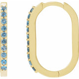 14K Yellow Gold Natural London Blue Topaz 20 mm Hoop Earrings