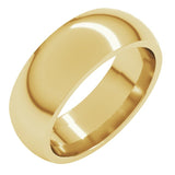 14K Yellow Gold 7 mm Comfort-Fit Half Round Band Size 12.5