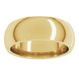 14K Yellow Gold 7 mm Comfort-Fit Half Round Band Size 12.5