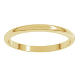 14K Yellow Gold 2 mm Half Round Band Size 7.5